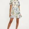 Best Oasis Lace Trim Dobby Chiffon Floral Print Skater Dress Ivory
