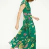 Online Oasis Lace Trim High Neck Chiffon Floral Midi Dress Green