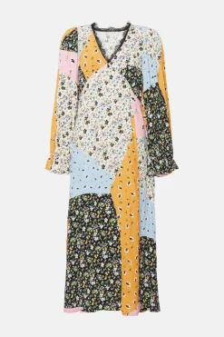 Clearance Oasis Lace Trim Patched Floral Print Midi Dress Multi