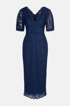 Sale Oasis Lace V Neck Midi Dress Rose