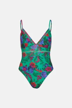 Fashion Oasis Ladder Trim Swimsuit Floral