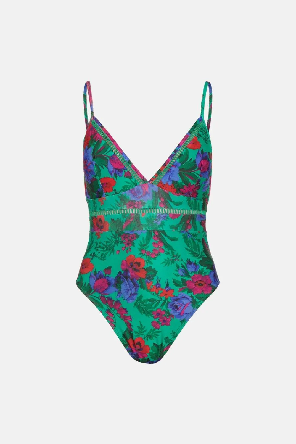 Fashion Oasis Ladder Trim Swimsuit Floral