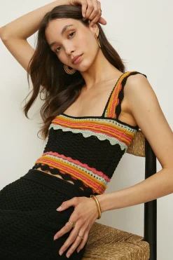 Fashion Oasis Laura Whitmore Contrast Stripe Open Stitch Crop Ivory