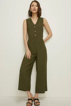 Discount Oasis Laura Whitmore Linen Look Sleeveless Jumpsuit Orange