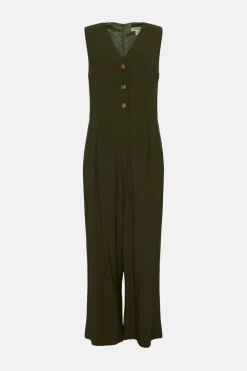 Discount Oasis Laura Whitmore Linen Look Sleeveless Jumpsuit Orange