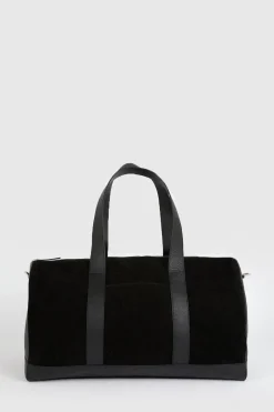 Clearance Oasis Leather And Suede Detail Holdall Weekend Bag Black