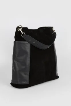 Best Oasis Leather And Suede Stud Detail Tote Bag Black
