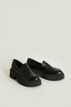 Best Oasis Leather Chunky Loafers Black