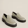 Online Oasis Leather Contrast Stitch Chunky Loafer Ash Grey