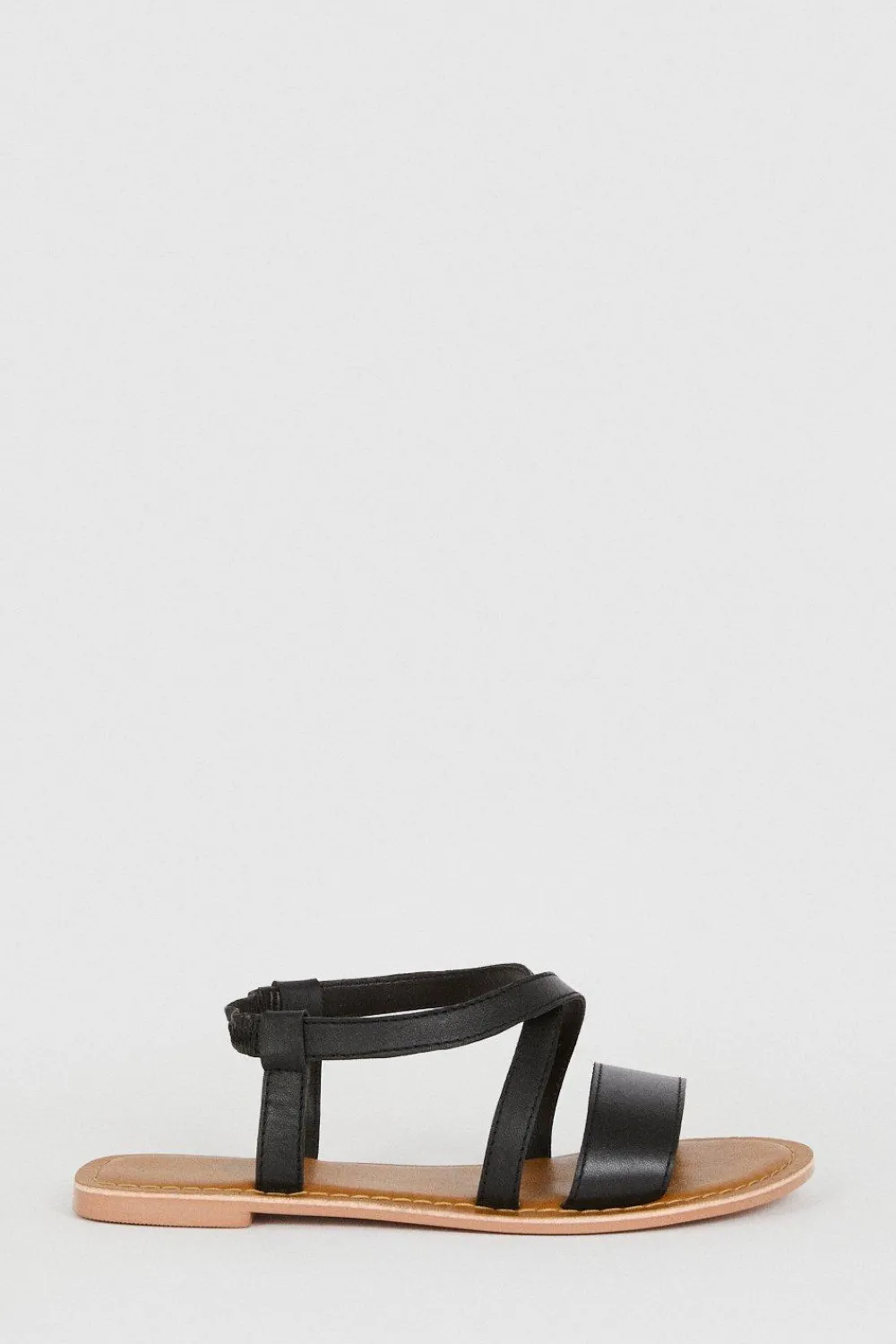 Sale Oasis Leather Cross Over Flat Sandals Black