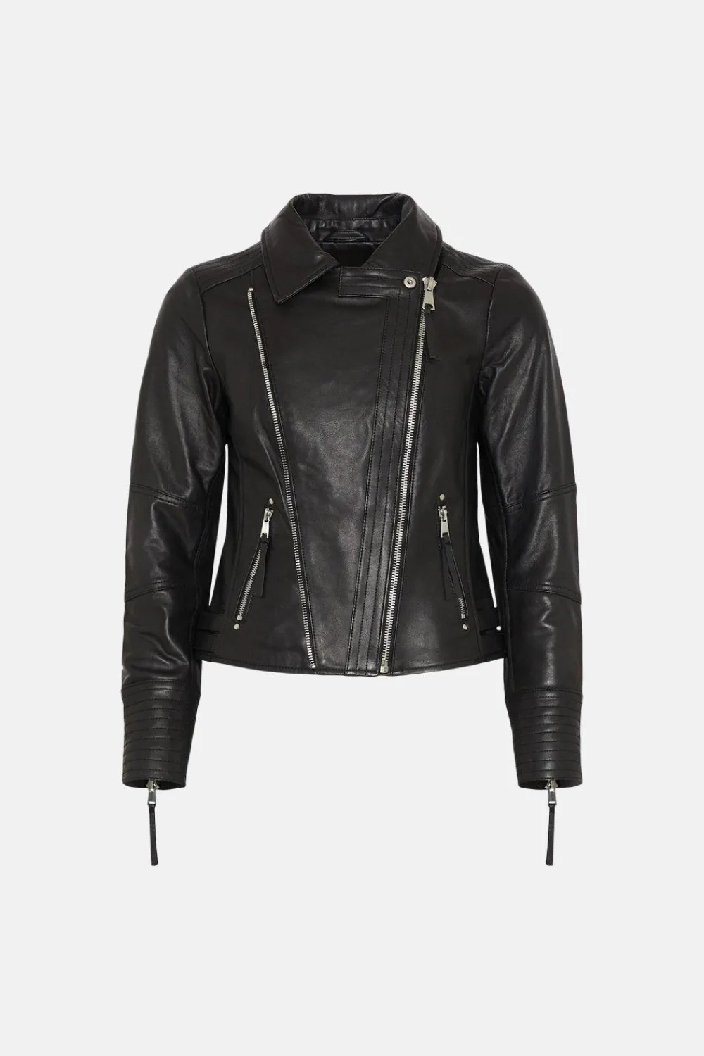 Hot Oasis Leather Detail Biker Jacket Black