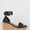 Best Oasis Leather Espadrille Wedges Black