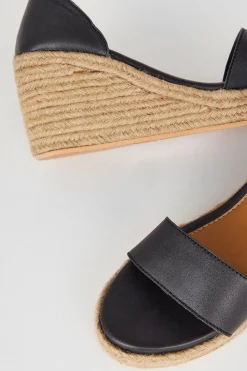 Best Oasis Leather Espadrille Wedges Black