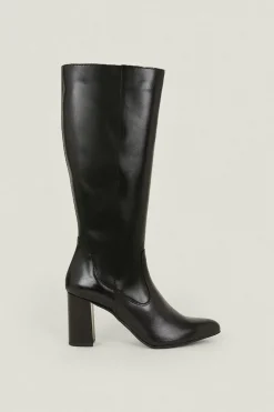 Discount Oasis Leather Knee High Boots Black