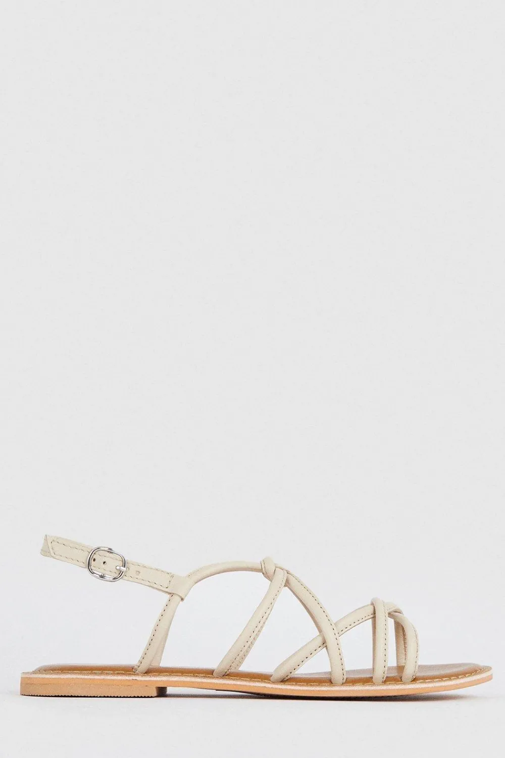 Outlet Oasis Leather Knot Flat Sandals Cream
