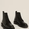 Outlet Oasis Leather Lace Up Ankle Boots Taupe