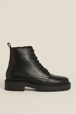 Outlet Oasis Leather Lace Up Ankle Boots Taupe