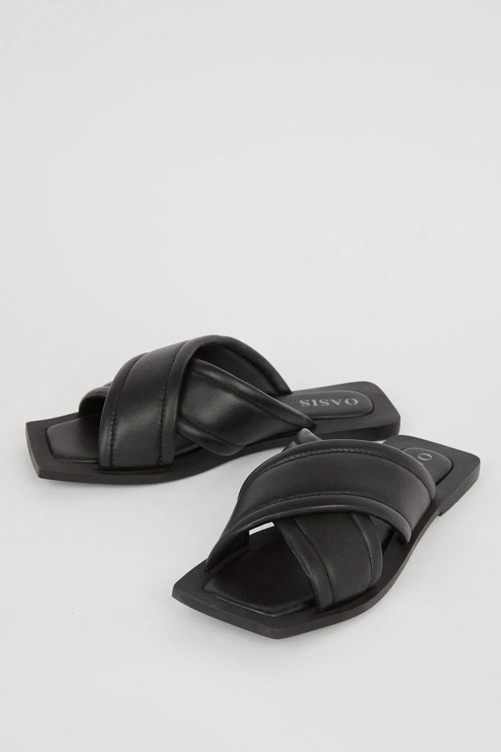 New Oasis Leather Padded Cross Over Sandal Black