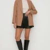 New Oasis Leather Pleat Detail Short Black