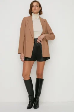 New Oasis Leather Pleat Detail Short Black