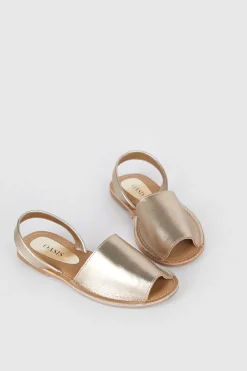 Fashion Oasis Leather Sling Back Flat Sandals Rose Gold