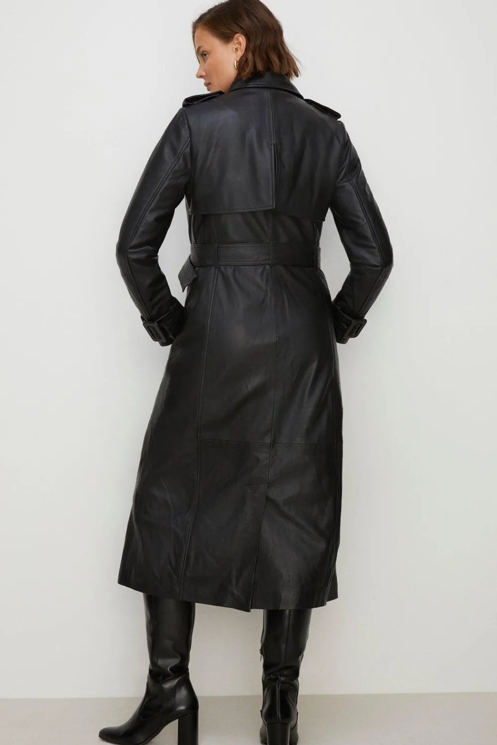 Best Oasis Leather Trench Coat Black
