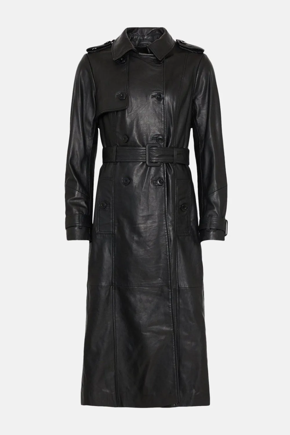 Best Oasis Leather Trench Coat Black