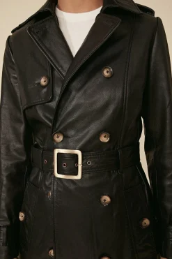 Outlet Oasis Leather Trench Coat Natural
