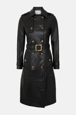 Outlet Oasis Leather Trench Coat Natural