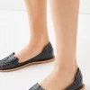 Sale Oasis Leather Woven Flat Sandals Black
