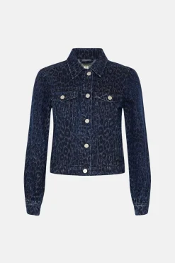 Outlet Oasis Leopard Print Denim Jacket Animal