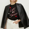 New Oasis Let It Snow Pom Pom Christmas T-Shirt Black