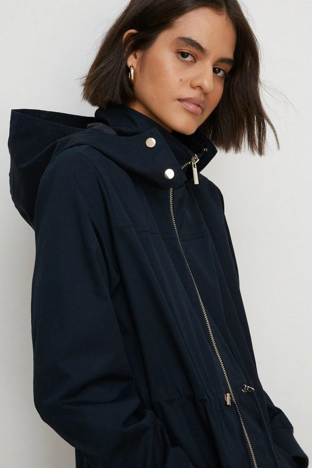 Best Oasis Lightweight Cotton Longline Parka Coat Black