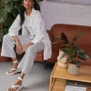 Sale Oasis Linen Look Wide Leg Trouser Stripe