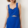 Discount Oasis Linen Look Wrap Over Mini Dress Cobalt