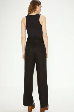 Discount Oasis Linen Mix Belted Wide Leg Trouser Black
