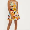 Discount Oasis Linen Mix Floral Print Tie Shoulder Mini Dress Multi