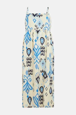 Discount Oasis Linen Mix Ikat Printed Strappy Midi Dress Multi