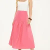 Discount Oasis Linen Mix Midi Skirt Pink