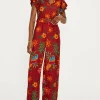 Clearance Oasis Linen Mix Parrot Print Ruffle Sleeve Jumpsuit Multi