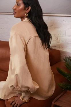 Best Oasis Linen Mix Pocket Shirt Stone