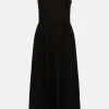 Fashion Oasis Linen Mix Scallop Detail Midi Dress Black