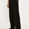 Outlet Oasis Linen Mix Tie Waist Jogger Black