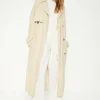 Online Oasis Linen Mix Trench Coat Ecru