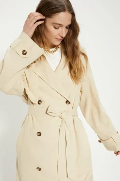 Online Oasis Linen Mix Trench Coat Ecru
