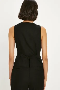 Discount Oasis Linen Mix Waist Coat Black