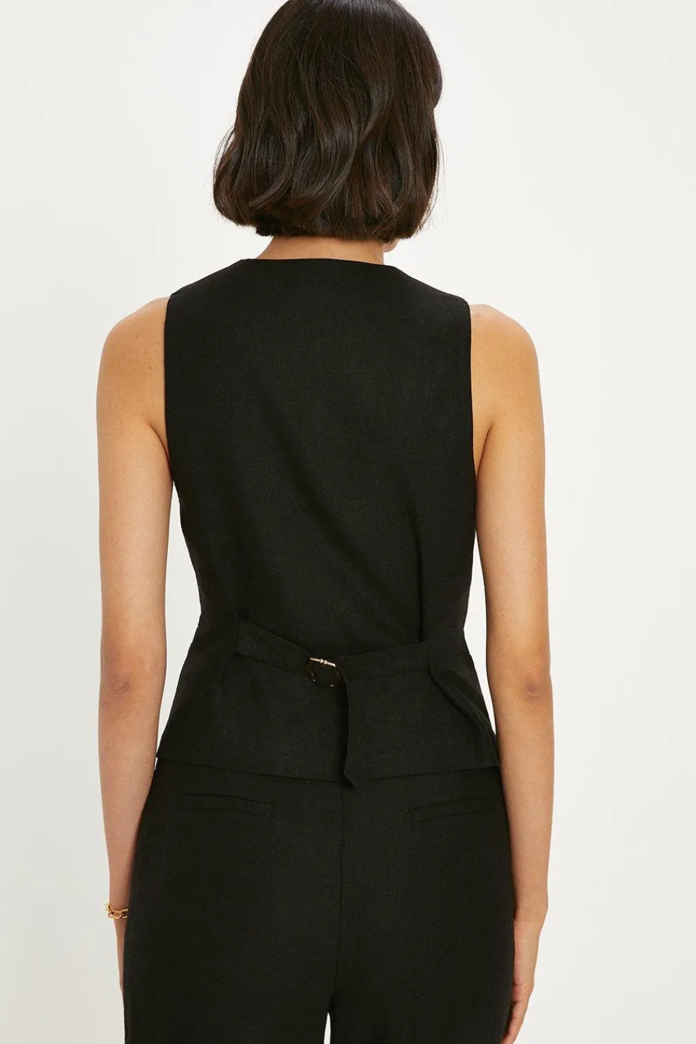 Discount Oasis Linen Mix Waist Coat Black