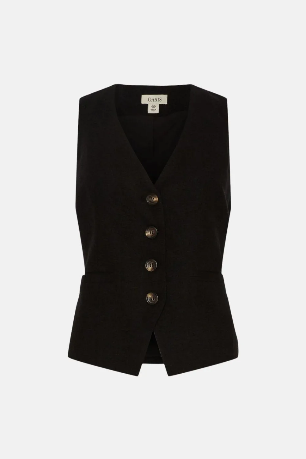Discount Oasis Linen Mix Waist Coat Black