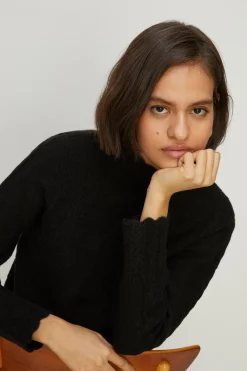 Hot Oasis Lofty Cable And Pointelle Knitted Jumper Black