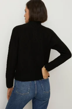 Hot Oasis Lofty Cable And Pointelle Knitted Jumper Black